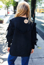 Load image into Gallery viewer, Beautiful You Black Fringe Detail Knit Cardigan
