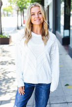 Load image into Gallery viewer, Casual Living White Loose Knit Henley Button Sweater
