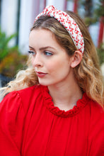 Load image into Gallery viewer, Cream Gold &amp; Red Knit Top Knot Headband
