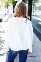 Load image into Gallery viewer, Casual Living White Loose Knit Henley Button Sweater
