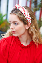 Load image into Gallery viewer, Cream Gold &amp; Red Knit Top Knot Headband
