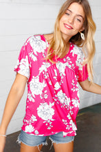 Load image into Gallery viewer, Fuchsia Floral V Neck Dolman Top
