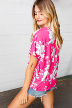 Load image into Gallery viewer, Fuchsia Floral V Neck Dolman Top
