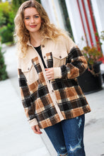 Load image into Gallery viewer, Adorable Taupe Corduroy &amp; Plaid Sherpa Button Jacket
