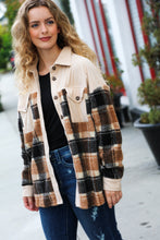 Load image into Gallery viewer, Adorable Taupe Corduroy &amp; Plaid Sherpa Button Jacket
