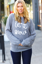 Load image into Gallery viewer, Take Me In Grey Embroidery &quot;Let It Snow&quot; Lurex Sweater
