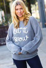 Load image into Gallery viewer, Take Me In Grey Embroidery &quot;Let It Snow&quot; Lurex Sweater
