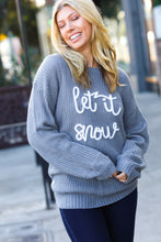 Load image into Gallery viewer, Take Me In Grey Embroidery &quot;Let It Snow&quot; Lurex Sweater
