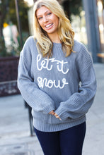 Load image into Gallery viewer, Take Me In Grey Embroidery &quot;Let It Snow&quot; Lurex Sweater
