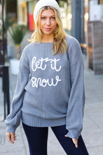 Load image into Gallery viewer, Take Me In Grey Embroidery &quot;Let It Snow&quot; Lurex Sweater
