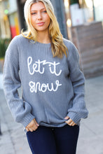 Load image into Gallery viewer, Take Me In Grey Embroidery &quot;Let It Snow&quot; Lurex Sweater
