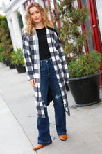 Load image into Gallery viewer, Get To Know You Black Buffalo Plaid Hacci Cardigan
