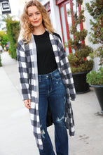 Load image into Gallery viewer, Get To Know You Black Buffalo Plaid Hacci Cardigan
