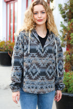 Load image into Gallery viewer, Call For You Grey Aztec Half Zip High Neck Hoodie
