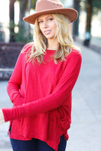 Load image into Gallery viewer, Going My Way Red Hacci Dolman Pocketed Sweater Top
