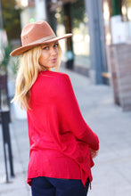 Load image into Gallery viewer, Going My Way Red Hacci Dolman Pocketed Sweater Top
