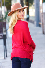 Load image into Gallery viewer, Going My Way Red Hacci Dolman Pocketed Sweater Top
