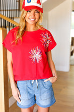 Load image into Gallery viewer, Light Me Up Red Sequin Firework Dolman Top
