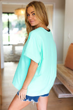 Load image into Gallery viewer, Weekend Ready Mint Drop Shoulder V Neck Woven Top
