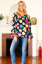 Load image into Gallery viewer, Be Bold Black Floral Hi-Lo Ruffle Sleeve Woven Top
