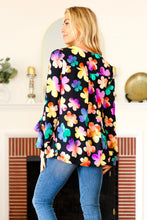 Load image into Gallery viewer, Be Bold Black Floral Hi-Lo Ruffle Sleeve Woven Top
