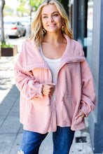 Load image into Gallery viewer, Beautiful You Blush Cinched Waist Zip Up Fleece Jacket
