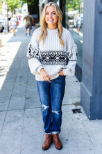 Load image into Gallery viewer, Ready For Anything Taupe &amp; Black Tassel Aztec Sweater
