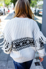 Load image into Gallery viewer, Ready For Anything Taupe &amp; Black Tassel Aztec Sweater
