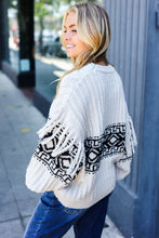 Load image into Gallery viewer, Ready For Anything Taupe &amp; Black Tassel Aztec Sweater
