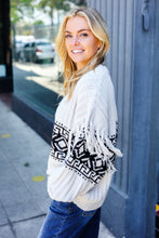 Load image into Gallery viewer, Ready For Anything Taupe &amp; Black Tassel Aztec Sweater
