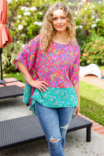 Load image into Gallery viewer, Vacay Ready Fuchsia Paisley Floral Dolman Sleeve Shark Bite Top
