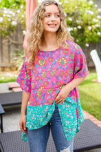 Load image into Gallery viewer, Vacay Ready Fuchsia Paisley Floral Dolman Sleeve Shark Bite Top
