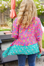 Load image into Gallery viewer, Vacay Ready Fuchsia Paisley Floral Dolman Sleeve Shark Bite Top
