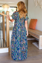 Load image into Gallery viewer, Just Feels Right Navy Blue Floral V Neck Dolman Maxi Dress
