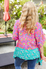 Load image into Gallery viewer, Vacay Ready Fuchsia Paisley Floral Dolman Sleeve Shark Bite Top
