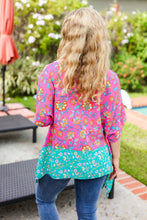 Load image into Gallery viewer, Vacay Ready Fuchsia Paisley Floral Dolman Sleeve Shark Bite Top
