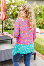 Load image into Gallery viewer, Vacay Ready Fuchsia Paisley Floral Dolman Sleeve Shark Bite Top
