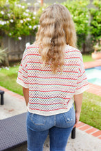 Load image into Gallery viewer, Stand Out Oatmeal &amp; Lavender Stripe Netted Crochet Sweater Top
