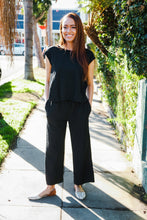 Load image into Gallery viewer, Stand Out Black Textured Shirt Attached Crossover Back Pant Suit
