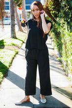 Load image into Gallery viewer, Stand Out Black Textured Shirt Attached Crossover Back Pant Suit
