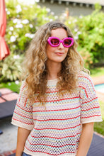 Load image into Gallery viewer, Fuchsia Oval Cat Eye Scalloped Sunglasses
