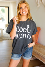 Load image into Gallery viewer, Take A Bow Charcoal &quot;Cool Mom&quot; Embroidery Pop-Up Rib Dolman Top
