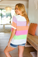 Load image into Gallery viewer, Get Started Lavender &amp; Orange Stripe Jacquard Sweater Top
