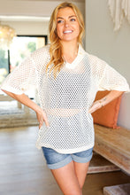 Load image into Gallery viewer, Can&#39;t Look Away Oatmeal Crochet Collared Top
