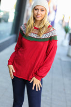 Load image into Gallery viewer, Christmas Red Terry Hacci Color Block Pullover
