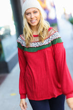 Load image into Gallery viewer, Christmas Red Terry Hacci Color Block Pullover
