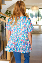 Load image into Gallery viewer, Looking Your Way Blue Floral Ruffle Hem Tiered Top
