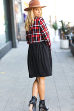 Load image into Gallery viewer, Holiday Plaid Twofer Babydoll Dress
