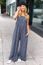 Load image into Gallery viewer, Feeling Femme&#39; Charcoal Floral Print Baggy Overall Jumpsuit
