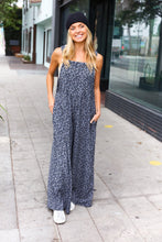 Load image into Gallery viewer, Feeling Femme&#39; Charcoal Floral Print Baggy Overall Jumpsuit
